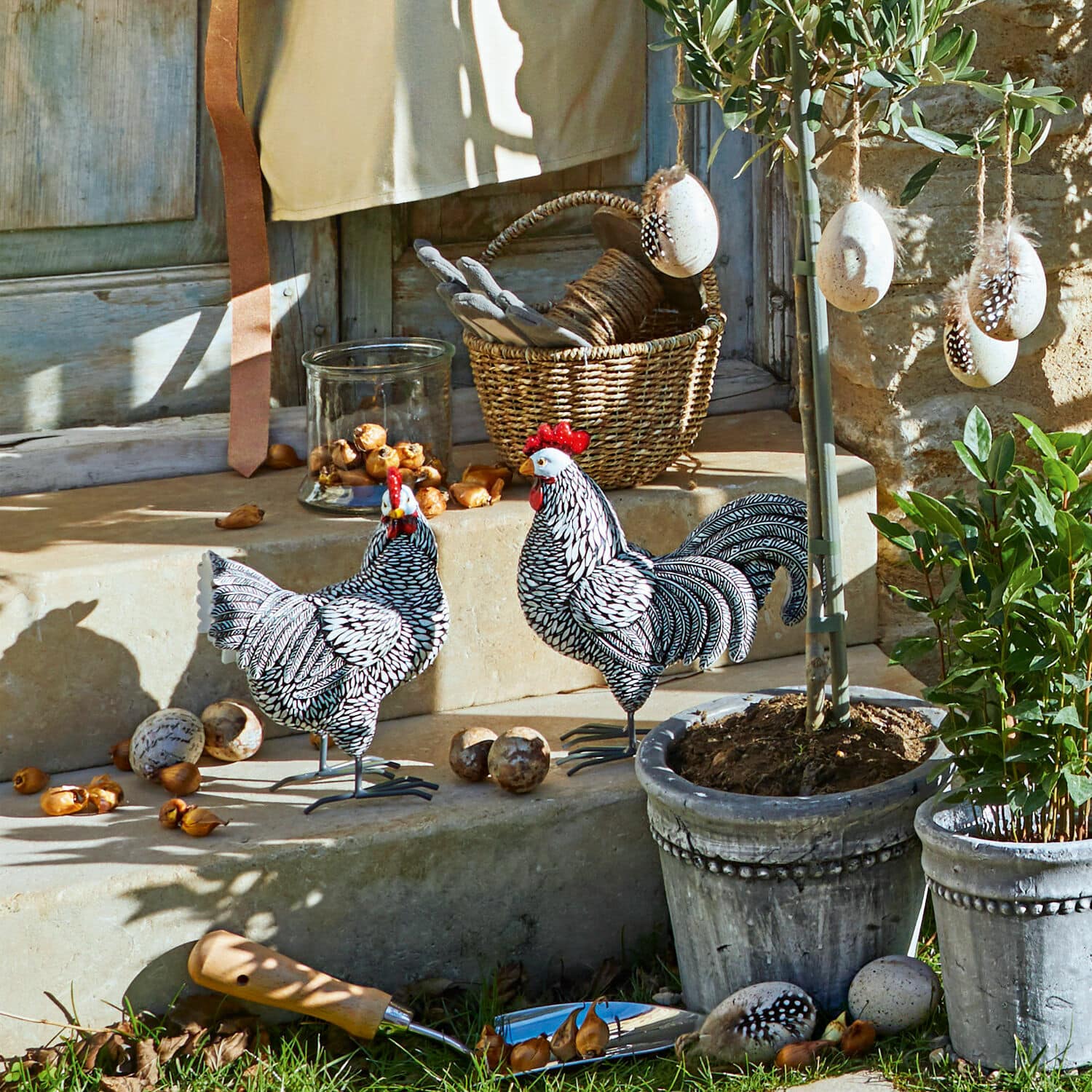 Set de 2 gallinas decorativas Mannis