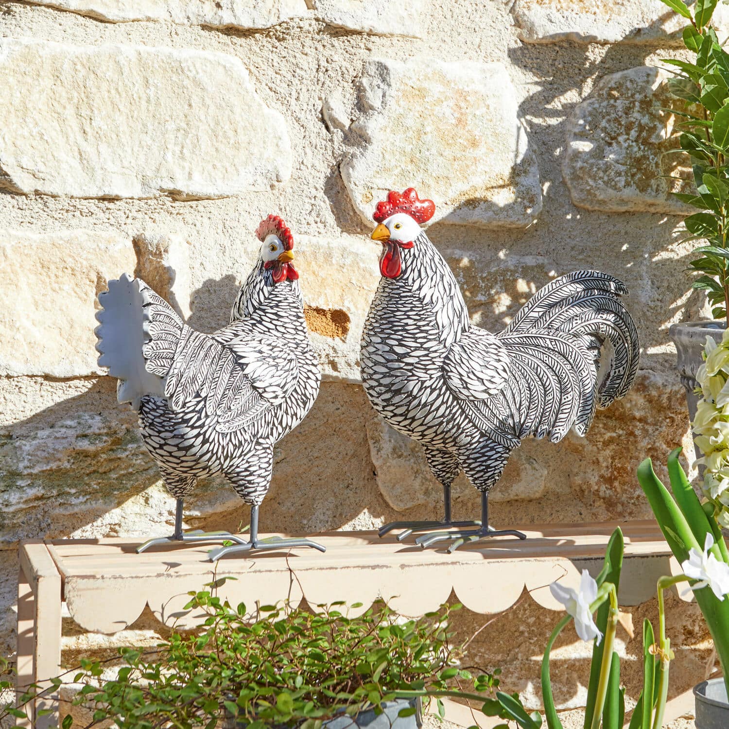 Set de 2 gallinas decorativas Mannis