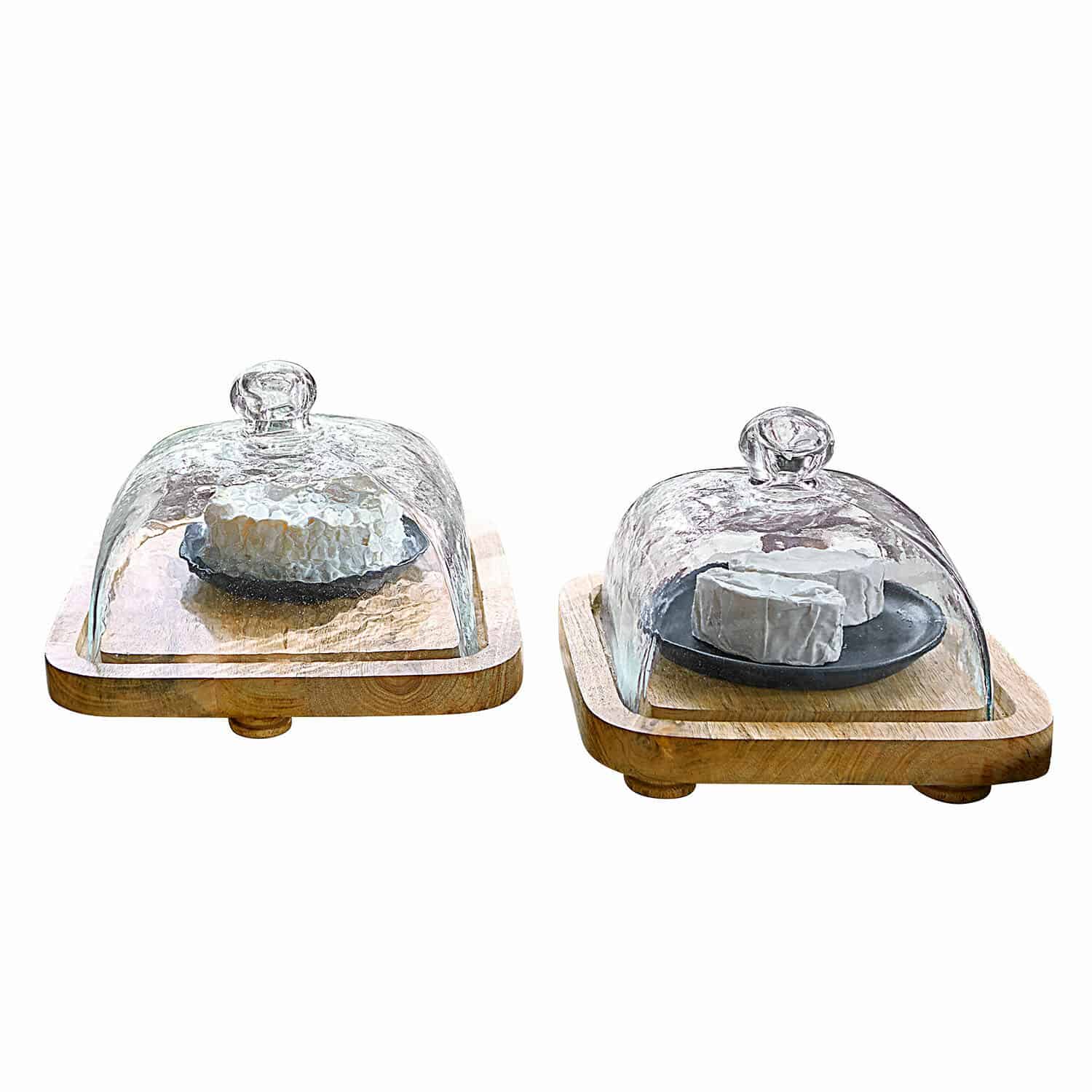 Set de 2 campanas de cristal con plato Bellavario